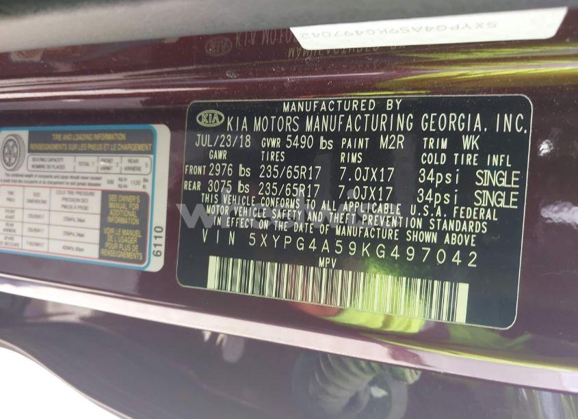 Photo 9 of 2019 Kia Sorento 3.3L LX (VIN 5XYPG4A59KG497042)