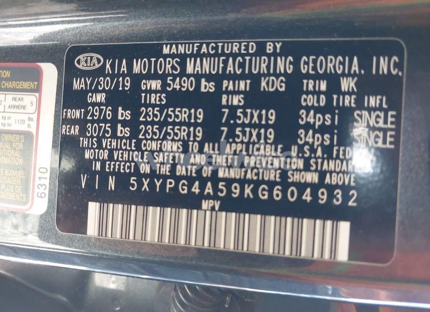 Photo 9 of 2019 Kia Sorento 3.3L S (VIN 5XYPG4A59KG604932)
