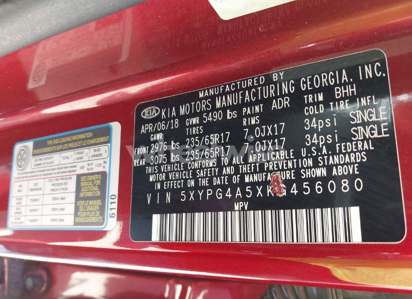 Photo 9 of 2019 Kia Sorento 3.3L LX (VIN 5XYPG4A5XKG456080)