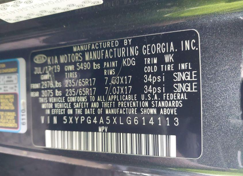 Photo 9 of 2020 Kia Sorento 3.3L LX (VIN 5XYPG4A5XLG614113)