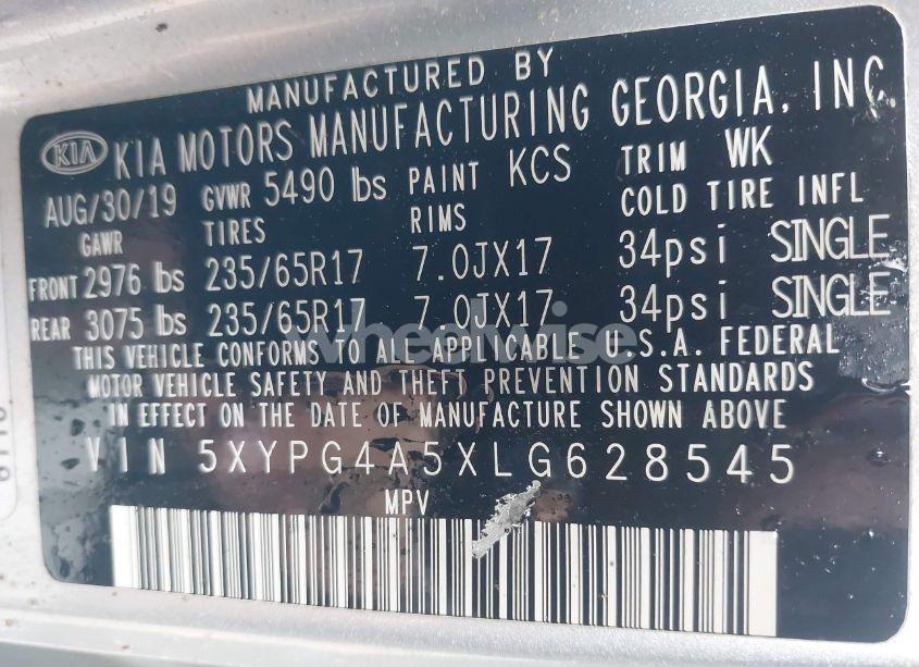 Photo 9 of 2020 Kia Sorento 3.3L LX (VIN 5XYPG4A5XLG628545)