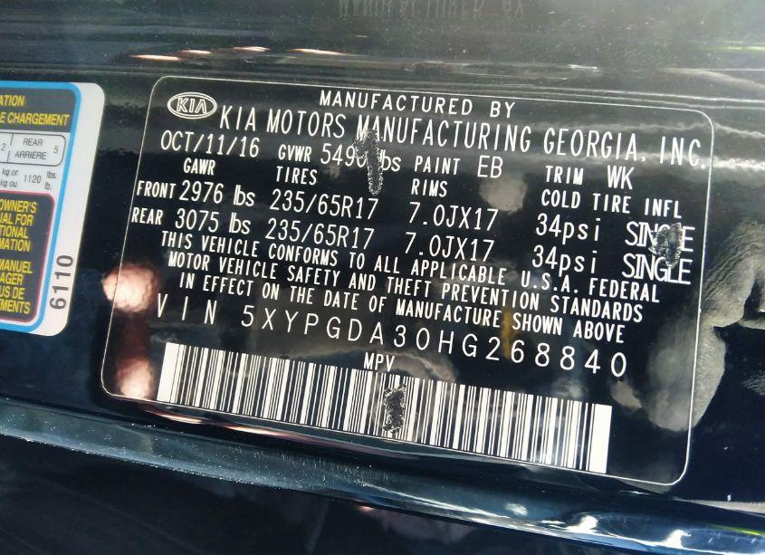 Photo 9 of 2017 Kia Sorento 2.4L LX (VIN 5XYPGDA30HG268840)