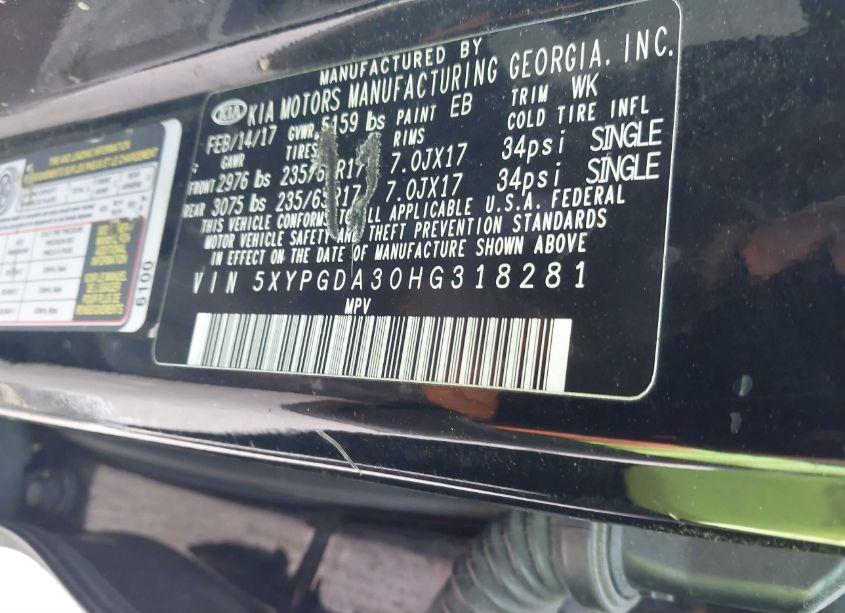 Photo 9 of 2017 Kia Sorento 2.4L LX (VIN 5XYPGDA30HG318281)