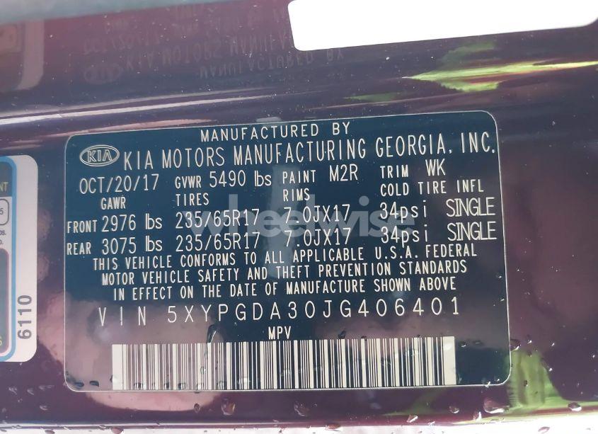 Photo 9 of 2018 Kia Sorento 2.4L LX (VIN 5XYPGDA30JG406401)