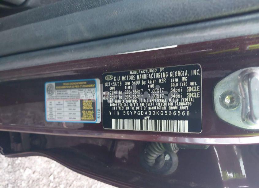 Photo 9 of 2019 Kia Sorento 2.4L LX (VIN 5XYPGDA30KG536566)