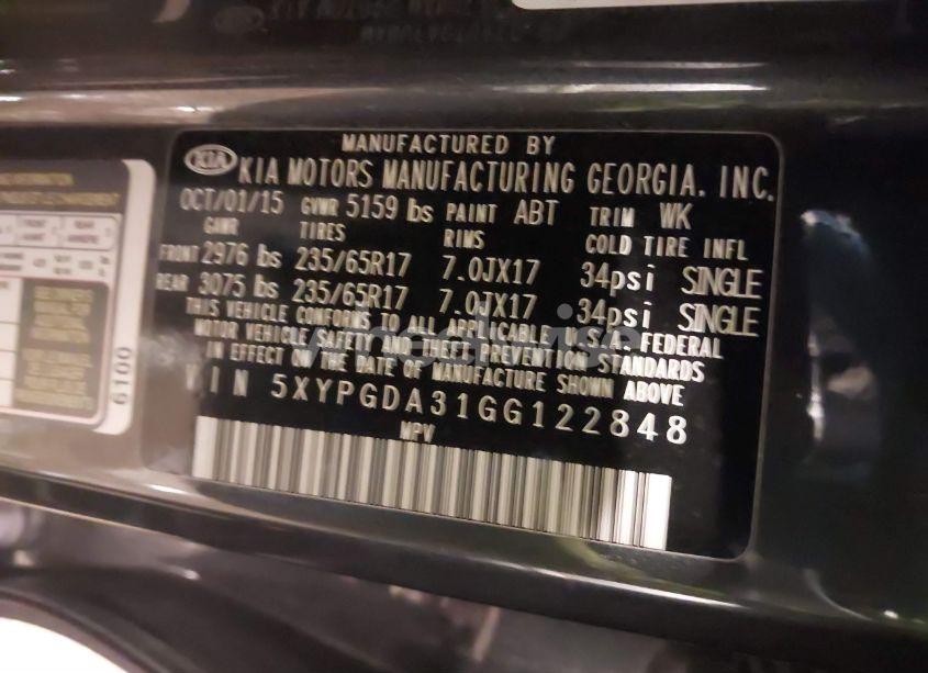 Photo 9 of 2016 Kia Sorento 2.4L LX (VIN 5XYPGDA31GG122848)