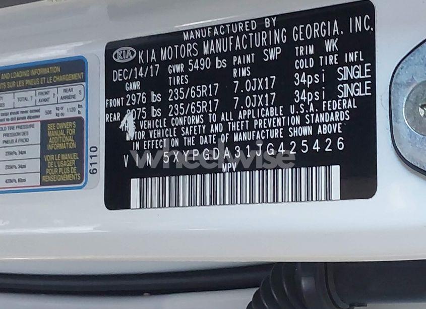 Photo 9 of 2018 Kia Sorento 2.4L LX (VIN 5XYPGDA31JG425426)