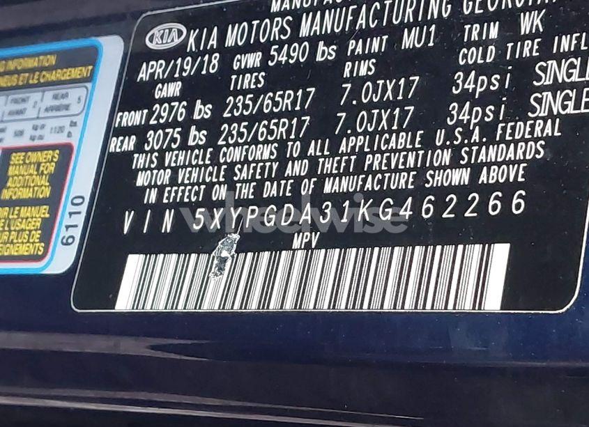 Photo 9 of 2019 Kia Sorento 2.4L LX (VIN 5XYPGDA31KG462266)