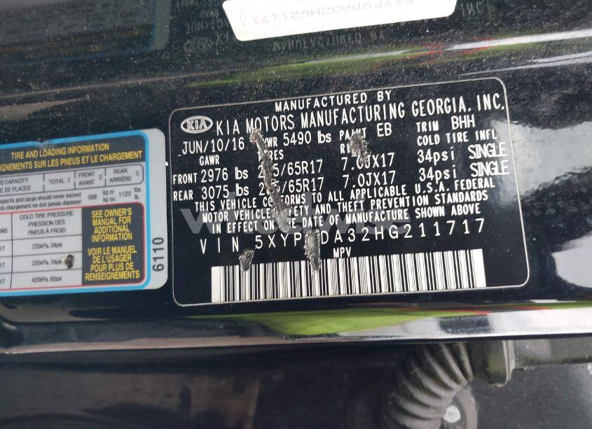 Photo 9 of 2017 Kia Sorento 2.4L LX (VIN 5XYPGDA32HG211717)