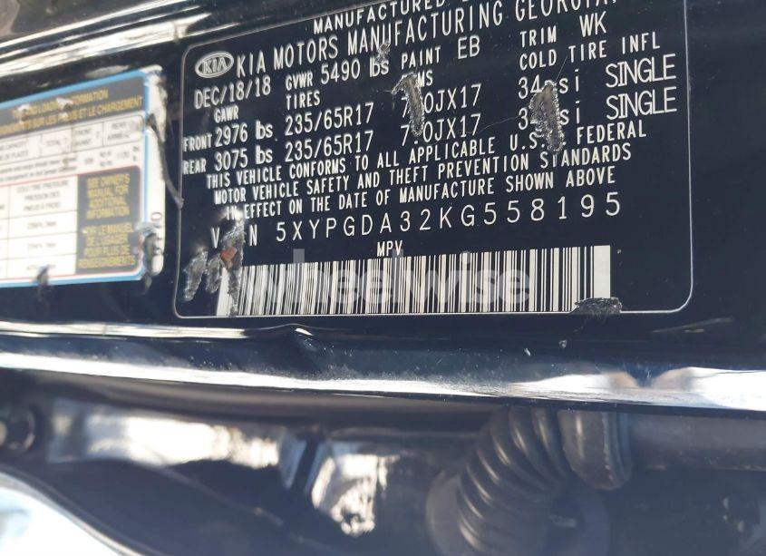 Photo 9 of 2019 Kia Sorento 2.4L LX (VIN 5XYPGDA32KG558195)