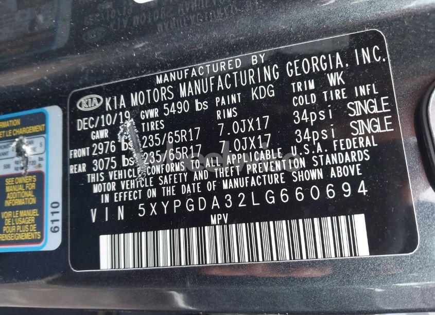 Photo 9 of 2020 Kia Sorento 2.4L LX (VIN 5XYPGDA32LG660694)