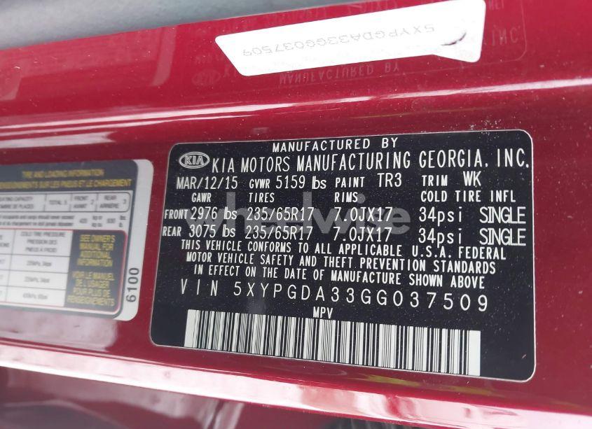 Photo 9 of 2016 Kia Sorento 2.4L LX (VIN 5XYPGDA33GG037509)