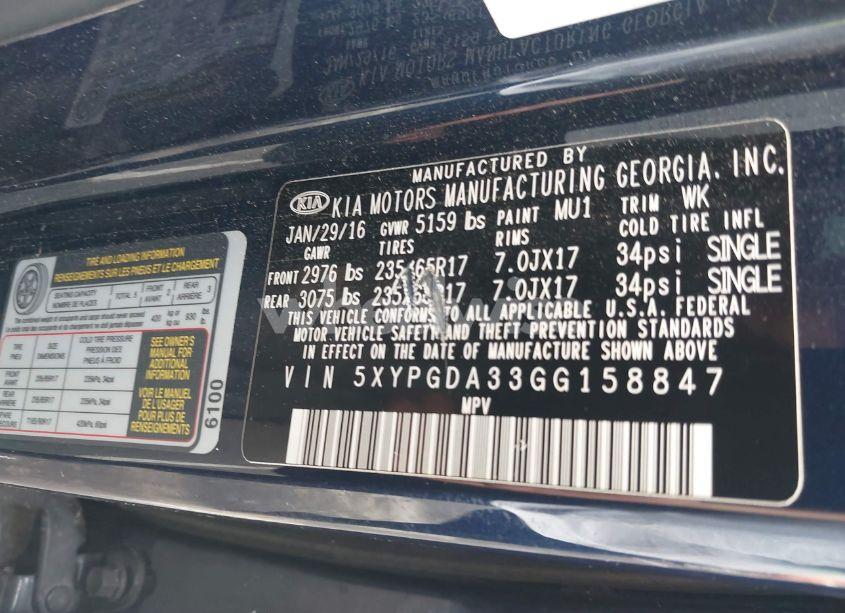 Photo 9 of 2016 Kia Sorento 2.4L LX (VIN 5XYPGDA33GG158847)