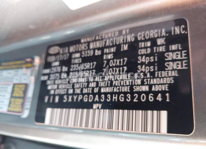 Photo 9 of 2017 Kia Sorento 2.4L LX (VIN 5XYPGDA33HG320641)