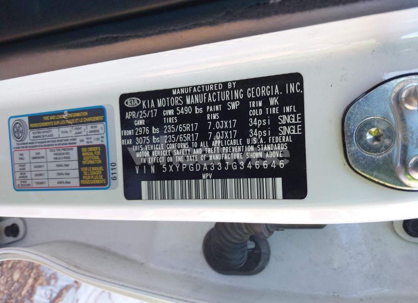 Photo 9 of 2018 Kia Sorento 2.4L LX (VIN 5XYPGDA33JG346646)