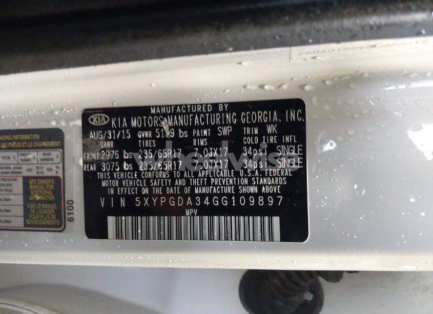 Photo 9 of 2016 Kia Sorento 2.4L LX (VIN 5XYPGDA34GG109897)