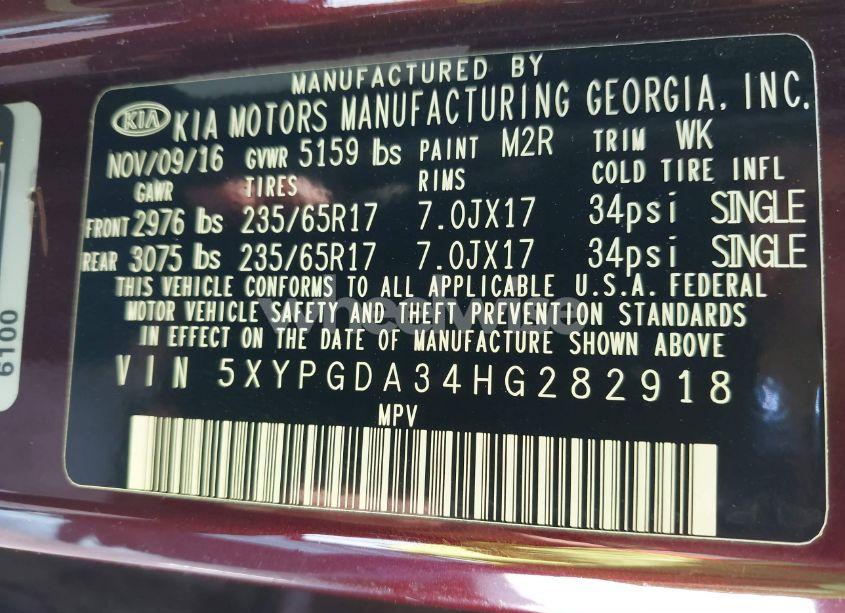 Photo 9 of 2017 Kia Sorento 2.4L LX (VIN 5XYPGDA34HG282918)
