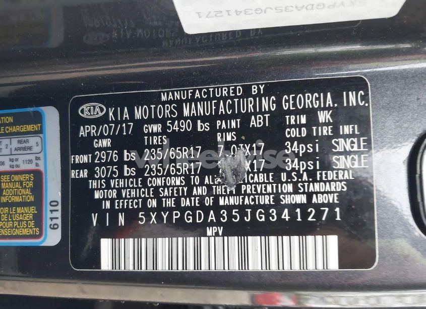 Photo 9 of 2018 Kia Sorento 2.4L LX (VIN 5XYPGDA35JG341271)