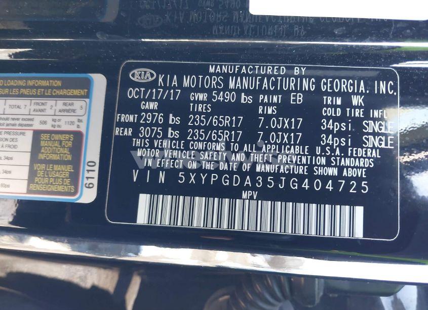 Photo 9 of 2018 Kia Sorento 2.4L LX (VIN 5XYPGDA35JG404725)