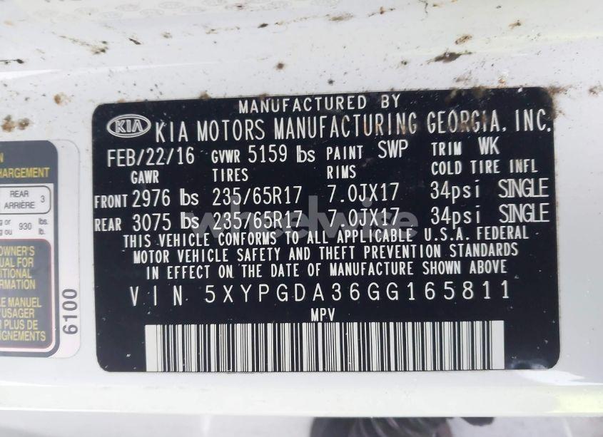 Photo 9 of 2016 Kia Sorento 2.4L LX (VIN 5XYPGDA36GG165811)
