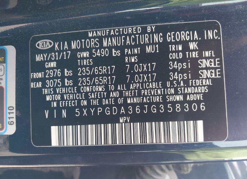 Photo 9 of 2018 Kia Sorento 2.4L LX (VIN 5XYPGDA36JG358306)