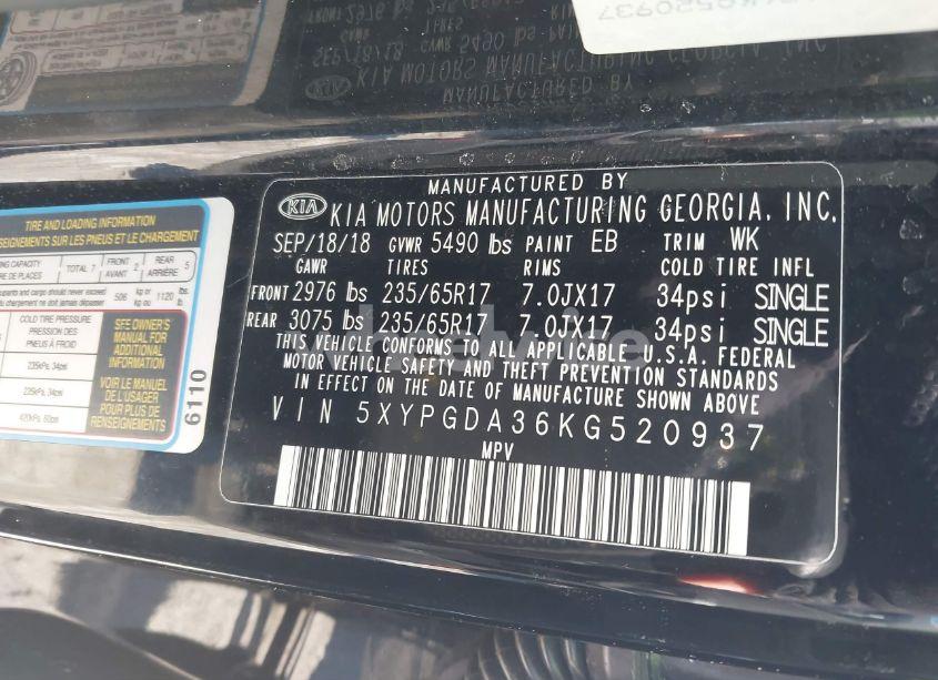 Photo 9 of 2019 Kia Sorento 2.4L LX (VIN 5XYPGDA36KG520937)
