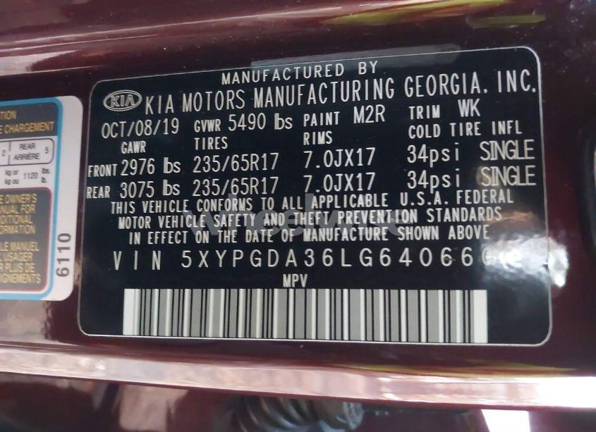 Photo 9 of 2020 Kia Sorento 2.4L LX (VIN 5XYPGDA36LG640660)