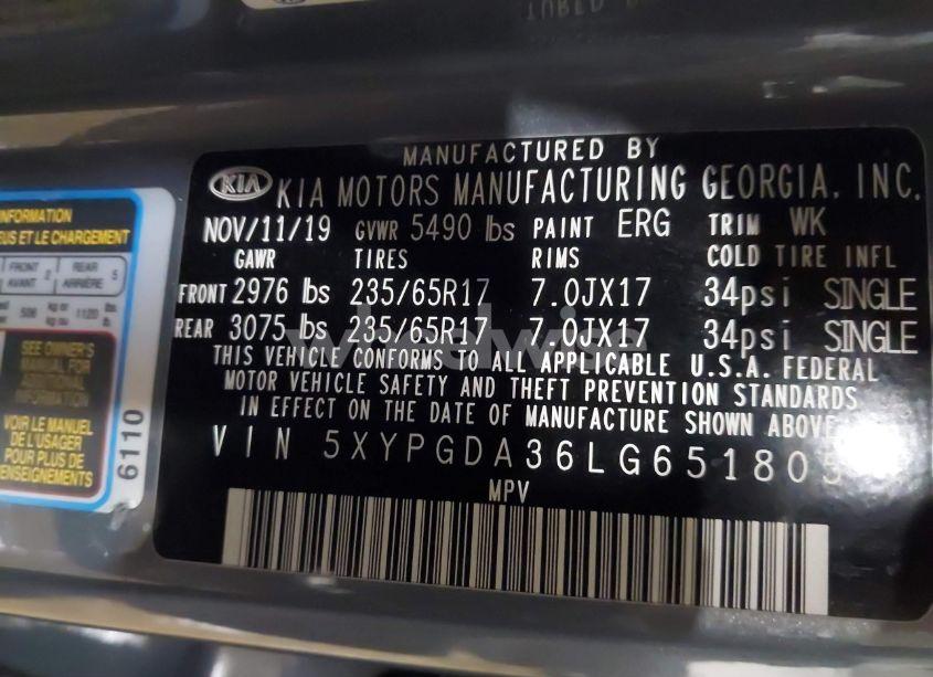 Photo 9 of 2020 Kia Sorento 2.4L LX (VIN 5XYPGDA36LG651805)