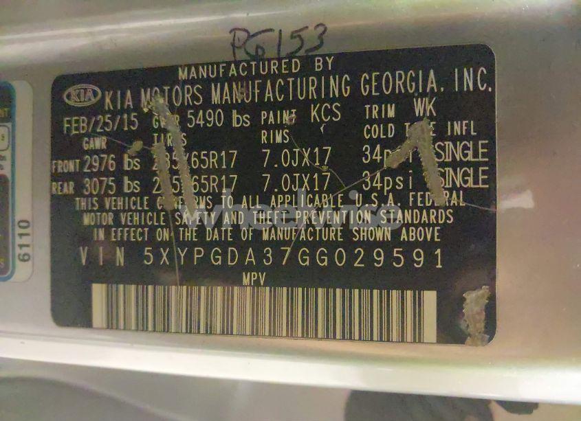 Photo 9 of 2016 Kia Sorento 2.4L LX (VIN 5XYPGDA37GG029591)