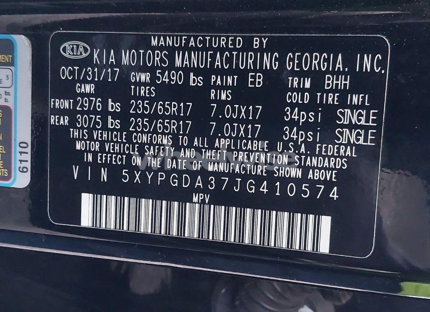 Photo 9 of 2018 Kia Sorento 2.4L LX (VIN 5XYPGDA37JG410574)