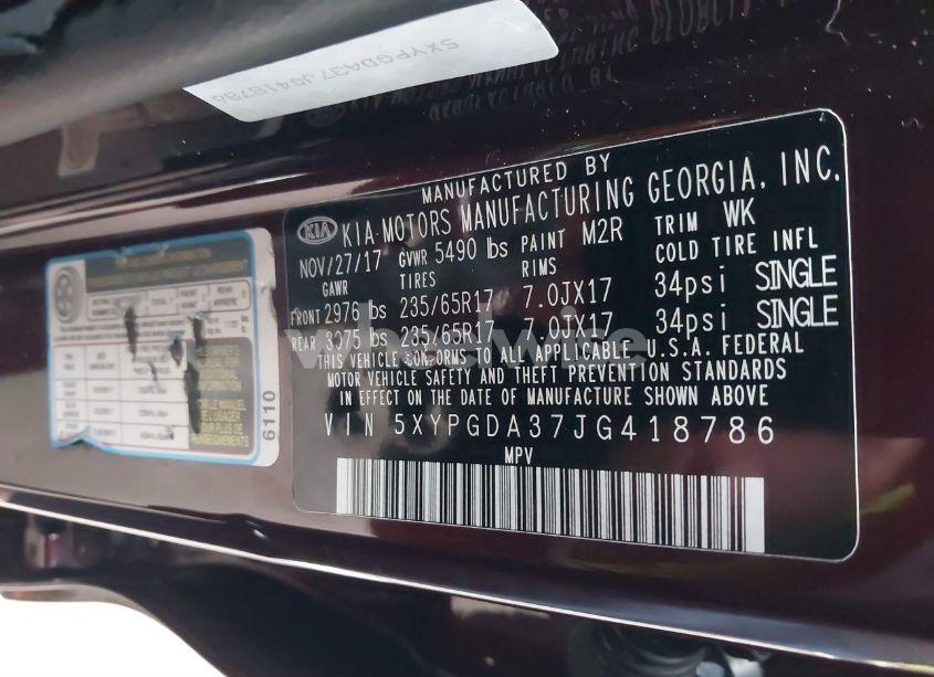 Photo 9 of 2018 Kia Sorento 2.4L LX (VIN 5XYPGDA37JG418786)