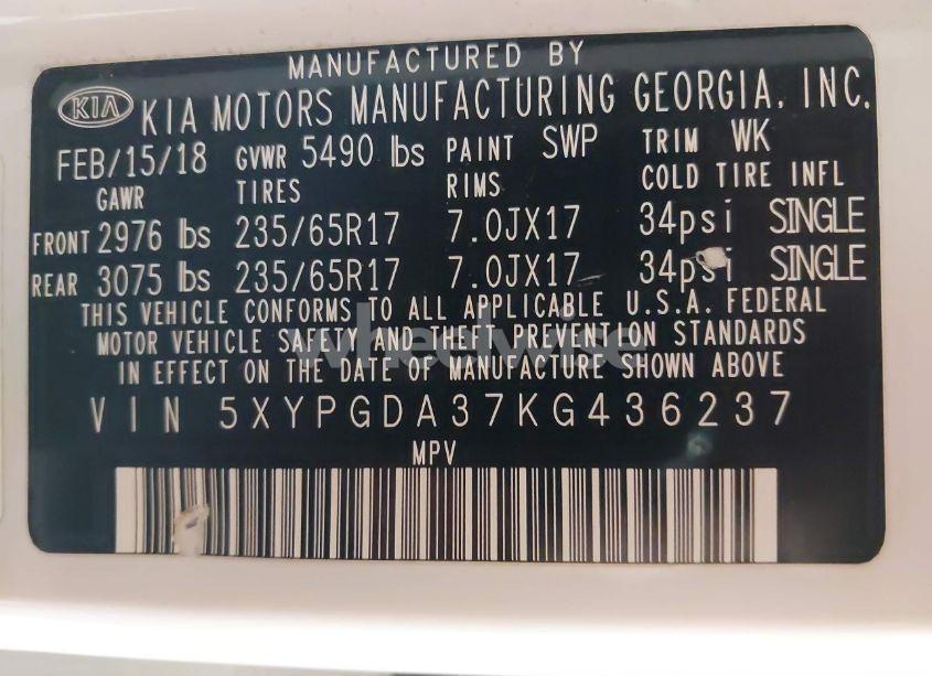 Photo 9 of 2019 Kia Sorento 2.4L LX (VIN 5XYPGDA37KG436237)