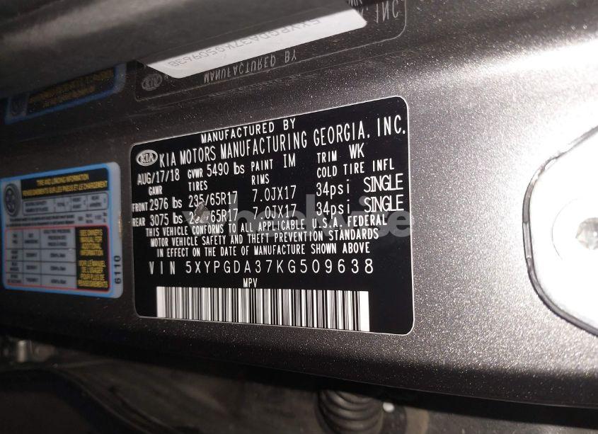 Photo 9 of 2019 Kia Sorento 2.4L LX (VIN 5XYPGDA37KG509638)