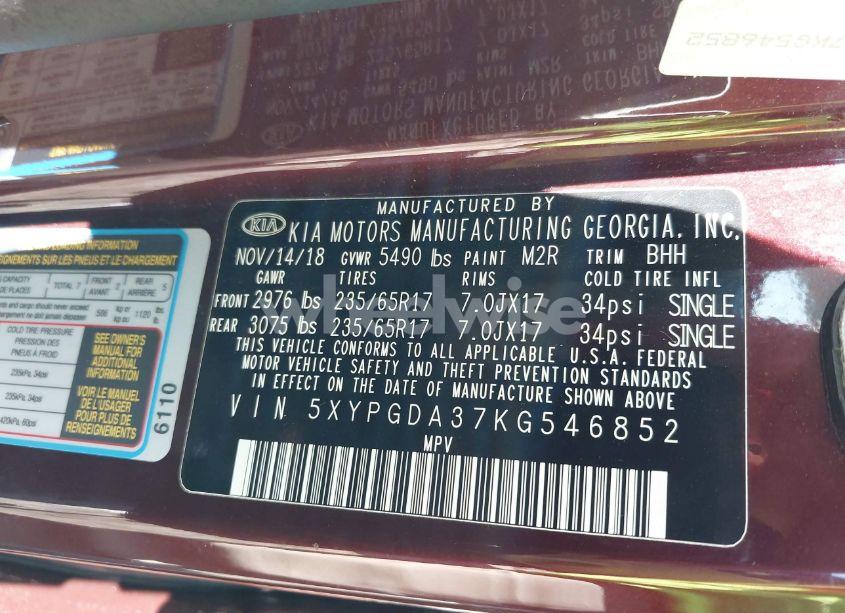 Photo 9 of 2019 Kia Sorento 2.4L LX (VIN 5XYPGDA37KG546852)