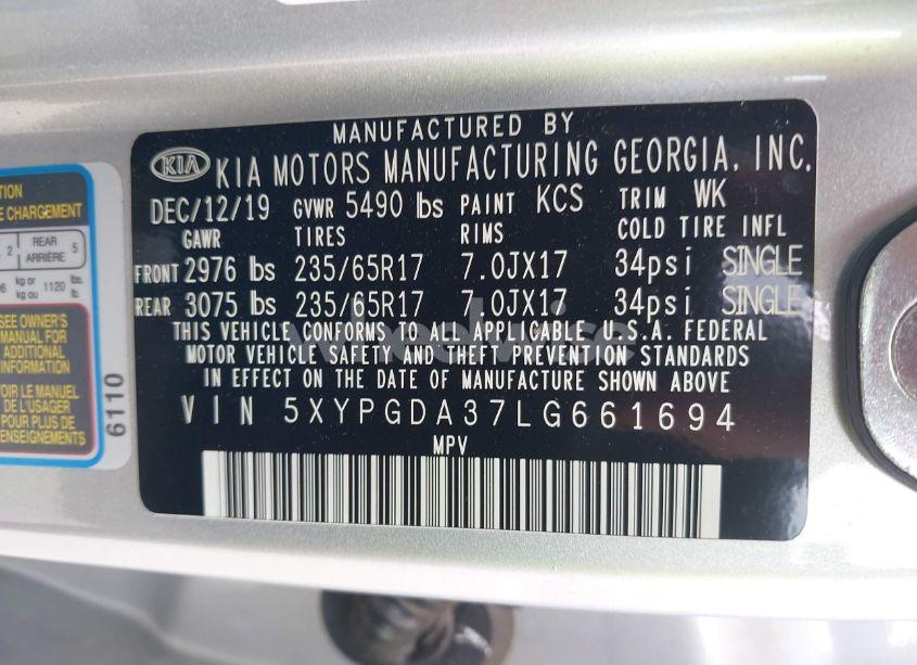 Photo 9 of 2020 Kia Sorento 2.4L LX (VIN 5XYPGDA37LG661694)