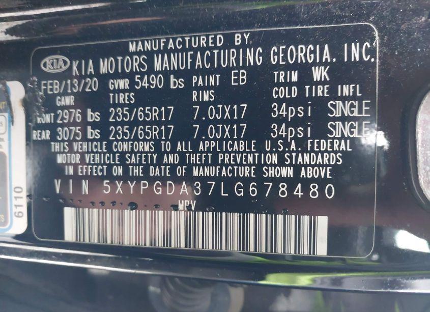 Photo 9 of 2020 Kia Sorento 2.4L LX (VIN 5XYPGDA37LG678480)