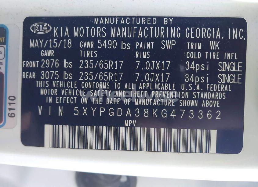 Photo 9 of 2019 Kia Sorento 2.4L LX (VIN 5XYPGDA38KG473362)