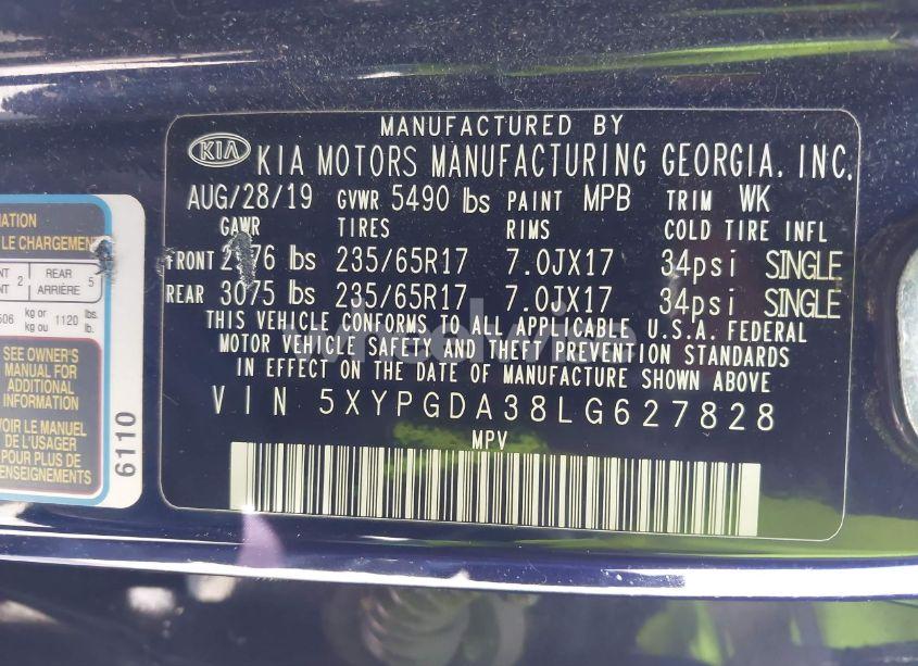 Photo 9 of 2020 Kia Sorento 2.4L LX (VIN 5XYPGDA38LG627828)
