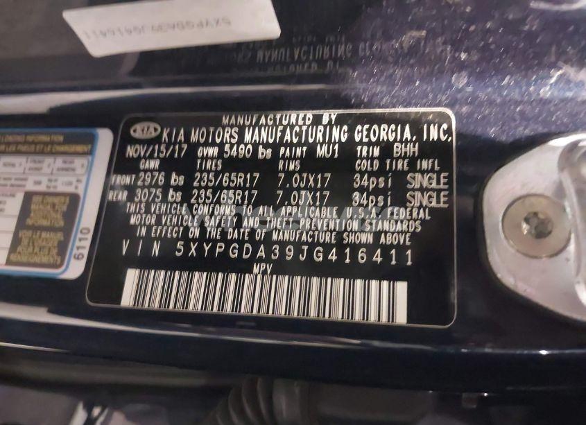 Photo 9 of 2018 Kia Sorento 2.4L LX (VIN 5XYPGDA39JG416411)