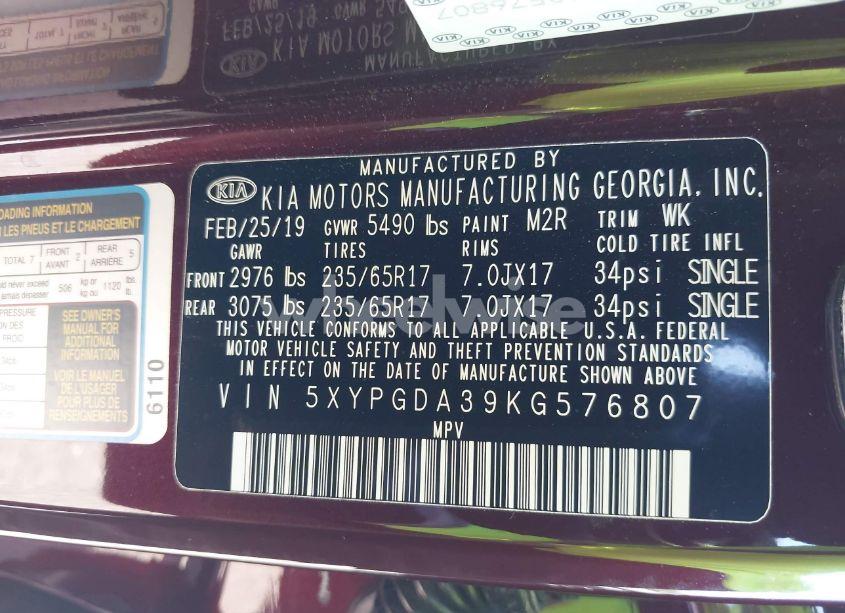 Photo 9 of 2019 Kia Sorento 2.4L LX (VIN 5XYPGDA39KG576807)