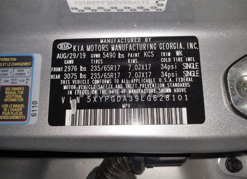 Photo 9 of 2020 Kia Sorento 2.4L LX (VIN 5XYPGDA39LG628101)