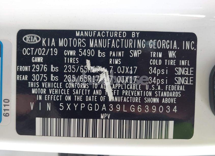 Photo 9 of 2020 Kia Sorento 2.4L LX (VIN 5XYPGDA39LG639034)