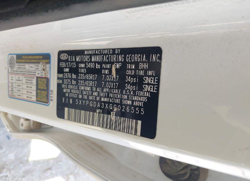 Photo 9 of 2016 Kia Sorento 2.4L LX (VIN 5XYPGDA3XGG026555)