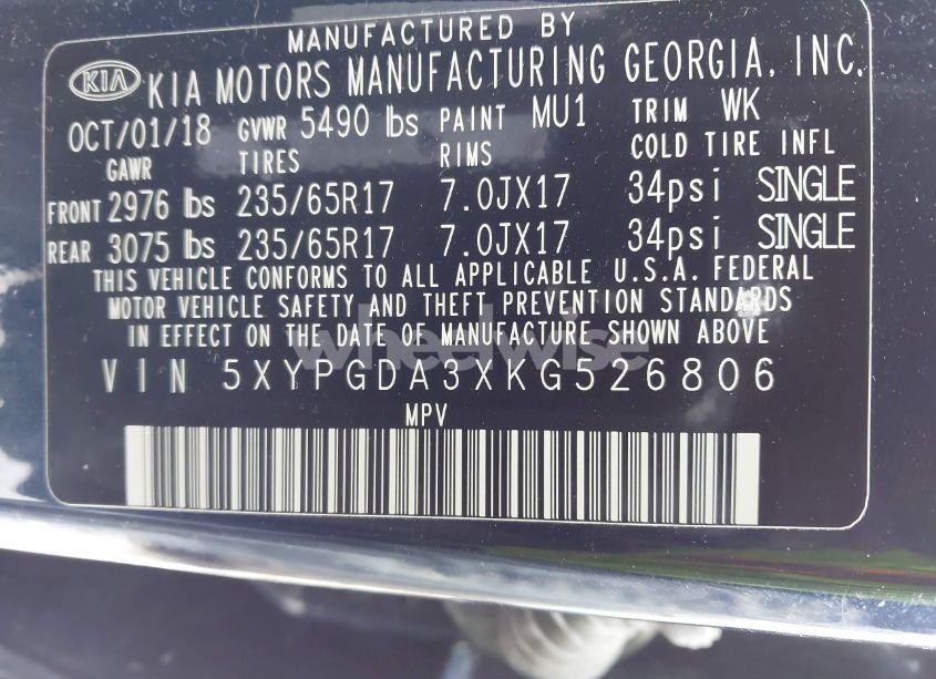 Photo 9 of 2019 Kia Sorento 2.4L LX (VIN 5XYPGDA3XKG526806)