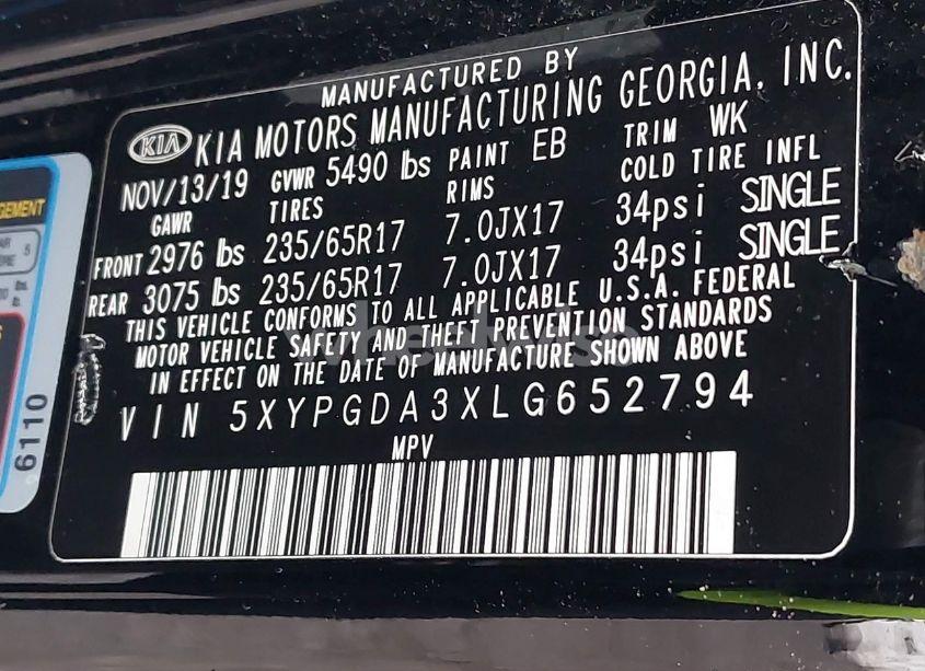 Photo 9 of 2020 Kia Sorento 2.4L LX (VIN 5XYPGDA3XLG652794)