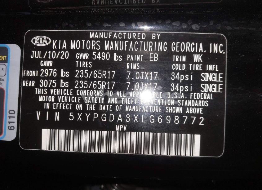 Photo 9 of 2020 Kia Sorento 2.4L LX (VIN 5XYPGDA3XLG698772)