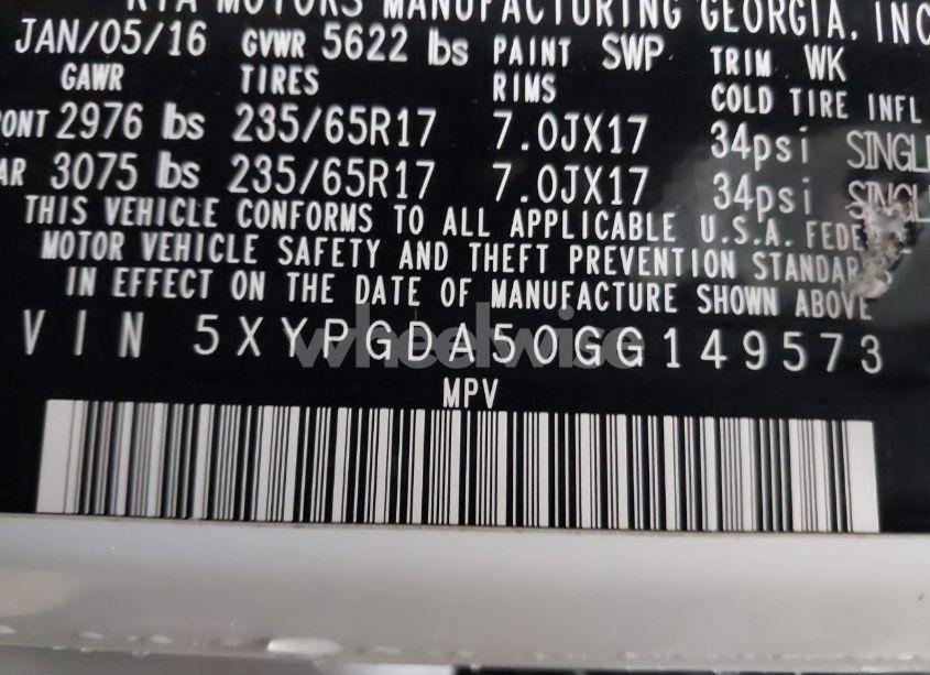 Photo 9 of 2016 Kia Sorento 3.3L LX (VIN 5XYPGDA50GG149573)