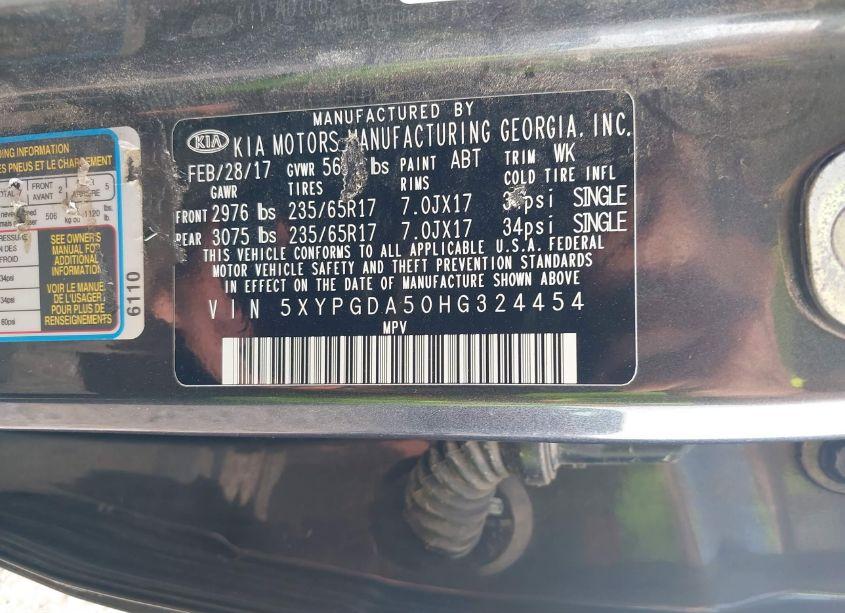 Photo 9 of 2017 Kia Sorento 3.3L LX (VIN 5XYPGDA50HG324454)