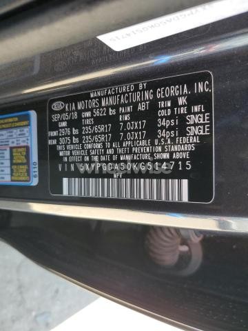 2019 KIA SORENTO LX (VIN 5XYPGDA50KG514715) main photo