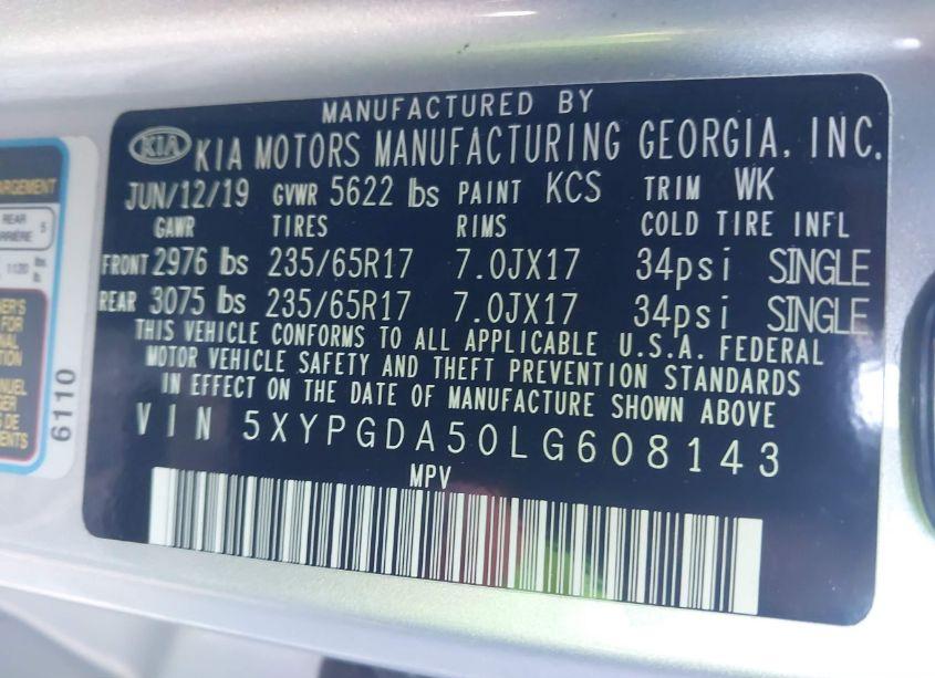 Photo 9 of 2020 Kia Sorento 3.3L LX (VIN 5XYPGDA50LG608143)